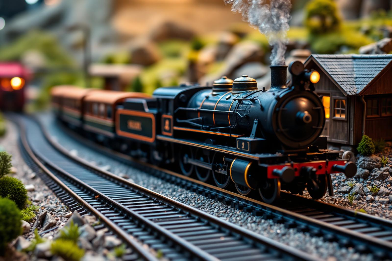 Modellvasút miniatűr gőzmozdonnyal